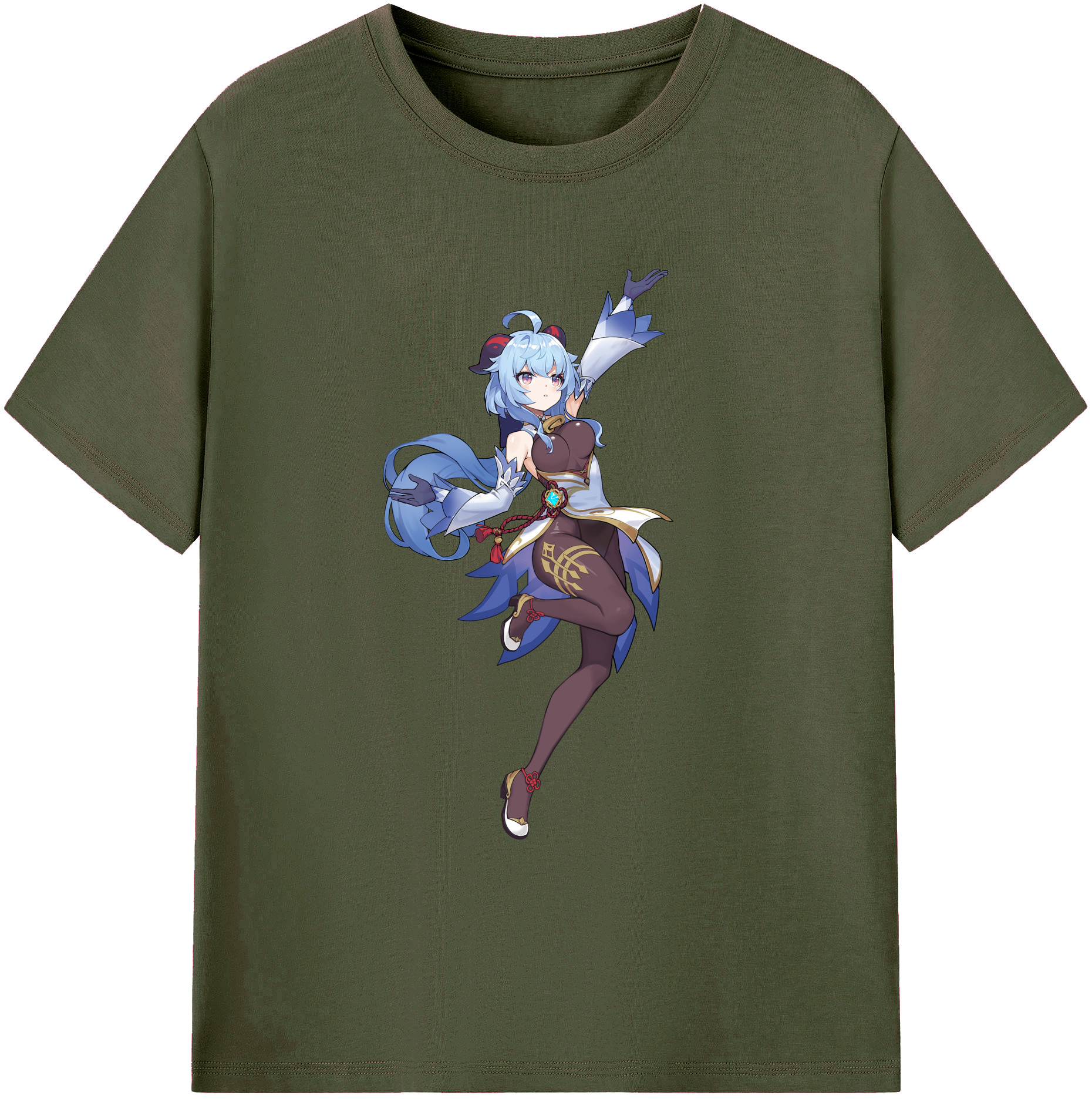 げんし神 甘雨 かんう genshin Ganyu 綿100％ メンズ半袖Tシャツ｜肌触りやわらか＆通気性